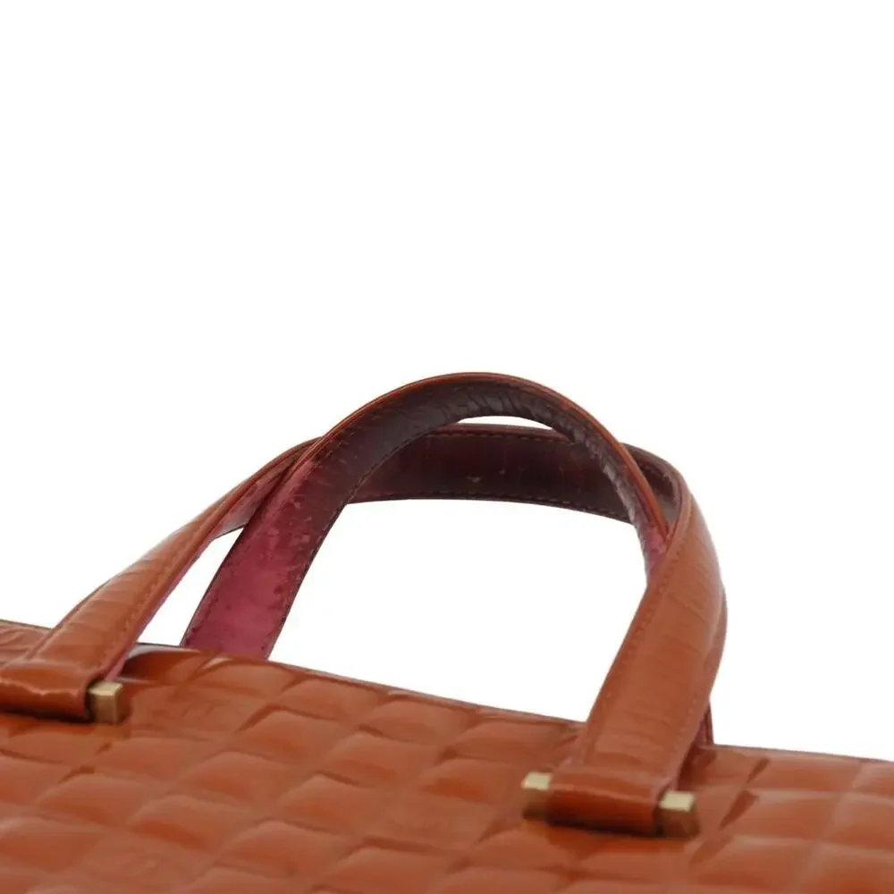 Chanel Patent Leather Choco Bar Handbag Orange